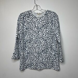 Mahi Gold AOP Tunic Top Women’s XL Navy White Floral Print